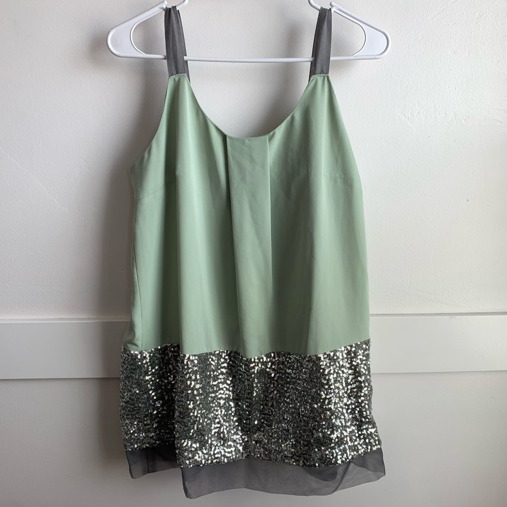 Simply Vera Vera Wang Green & Silver Tank Top